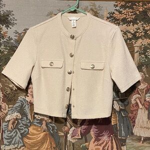 H&M Cream Crop Top with Button Details